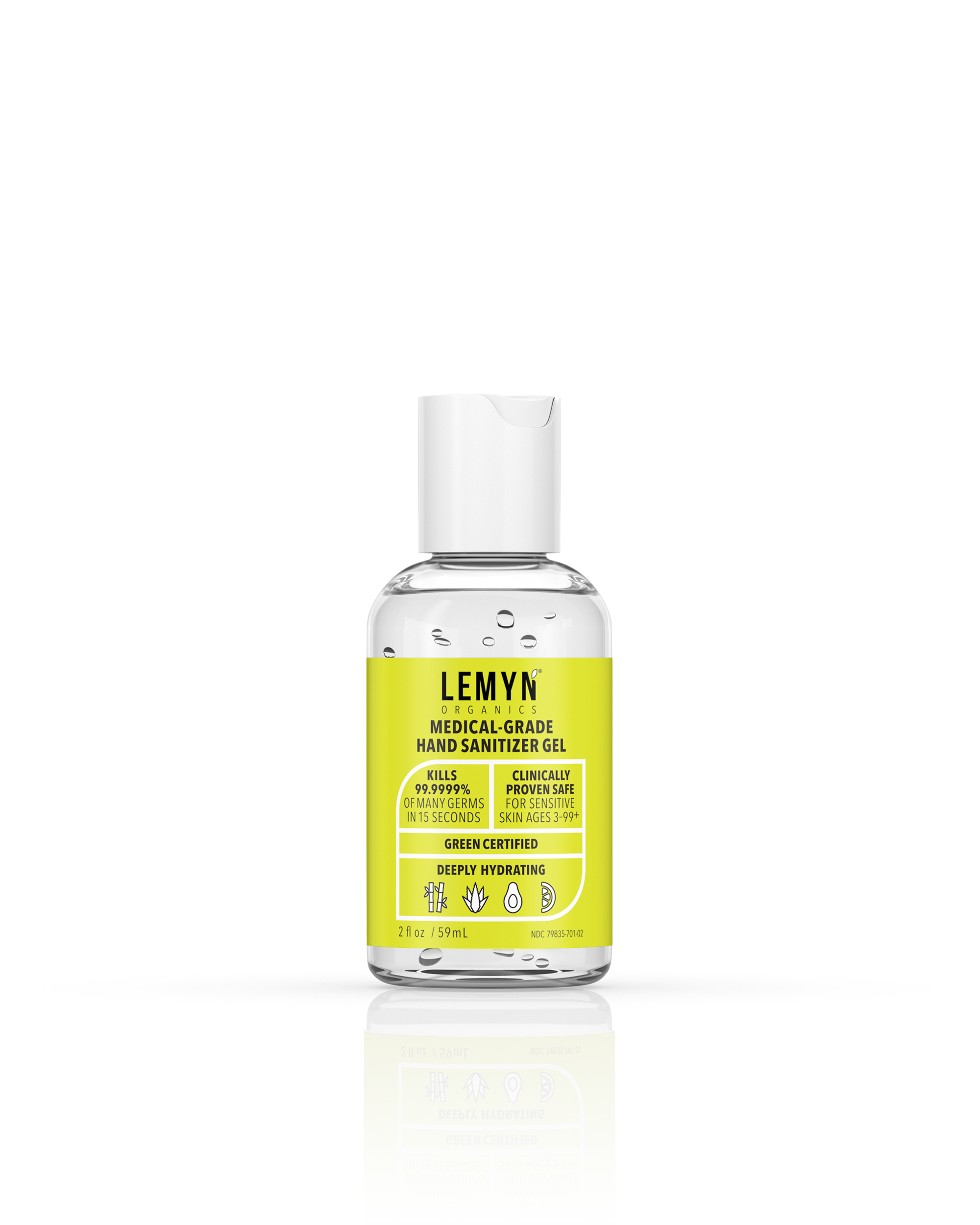 Lemyn Organics Hand Sanitizer | Green Certified &amp; Medical Grade | 060ml - 2 Fl Oz with Disc Top