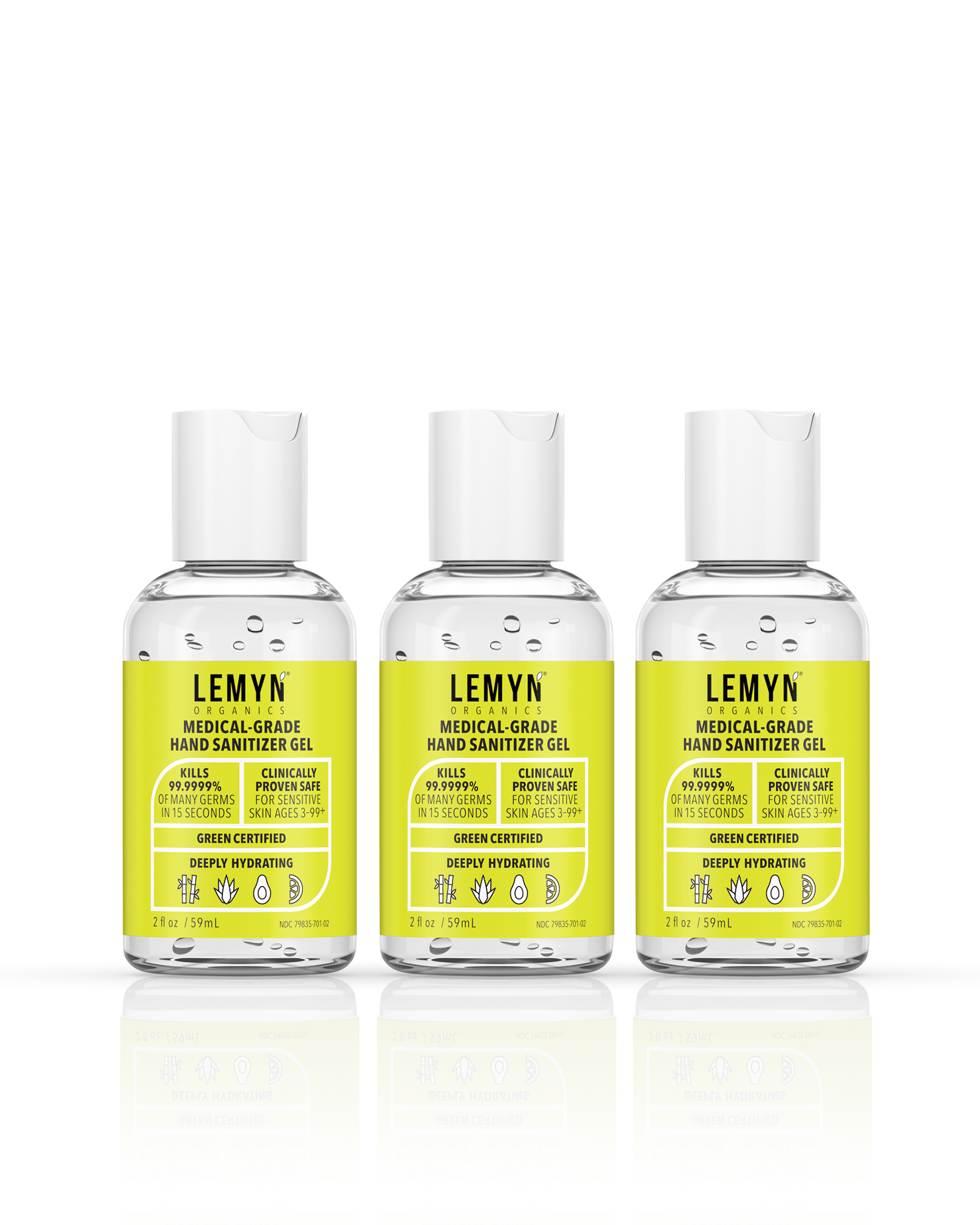 Lemyn Organics Hand Sanitizer | Green Certified &amp; Medical Grade | 060ml - 2 Fl Oz with Disc Top